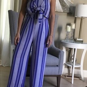 Blue and white strips up and down